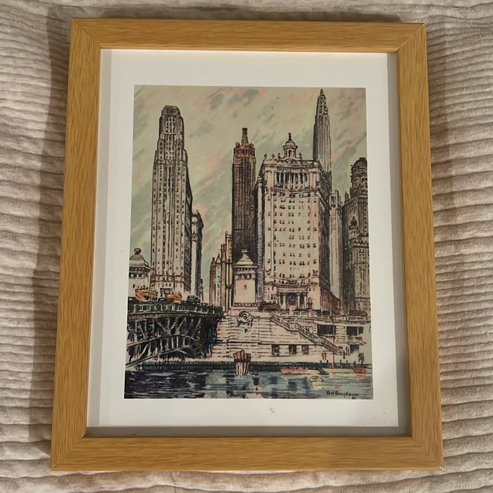 Framed Chicago skyline print